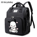 Cute Cartoon Puppy Print Diaper Backpack, Large Capacity Baby Bag for Daily Travel & Outdoor Activities, Stylish Mom & Dad Baby Bag, Black Purple & Grey