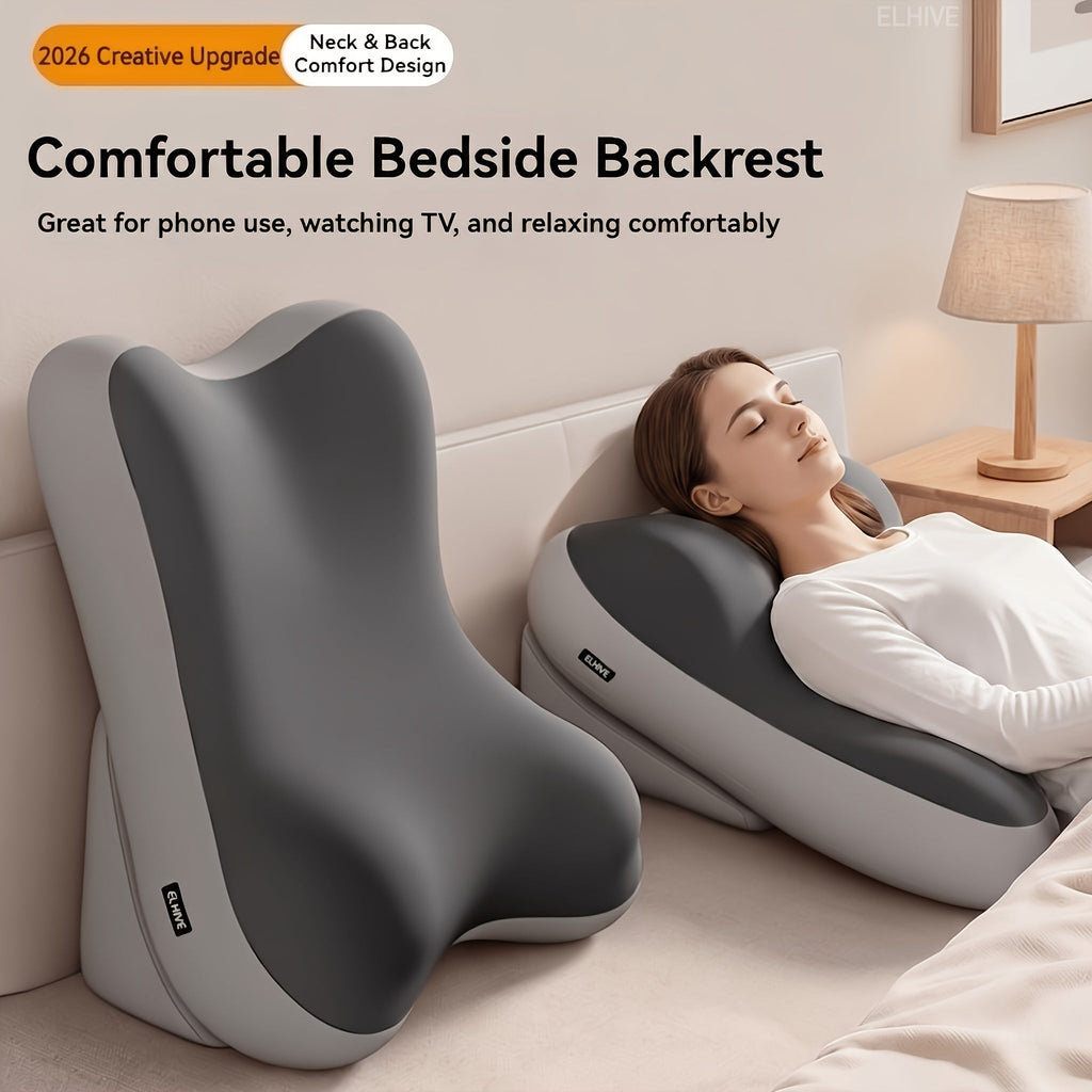 Adjustable Backrest Bed Pillow - Ergonomic Memory Foam, Leg Elevation Wedge & Leaning Support - Back Support, Reading & Relaxing - Bed Wedge Cushion - Space Gray