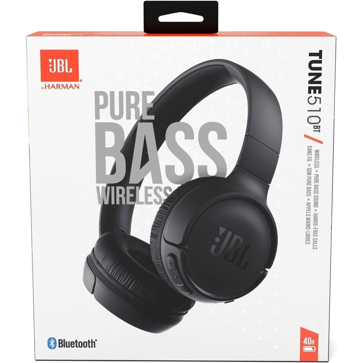 JBL Tune 510BT Wireless Bluetooth Headphones 40Hr Battery Speed Charge JBL Pure Bass Dual Device Mic Foldable Siri & Google Android & iOS – Black