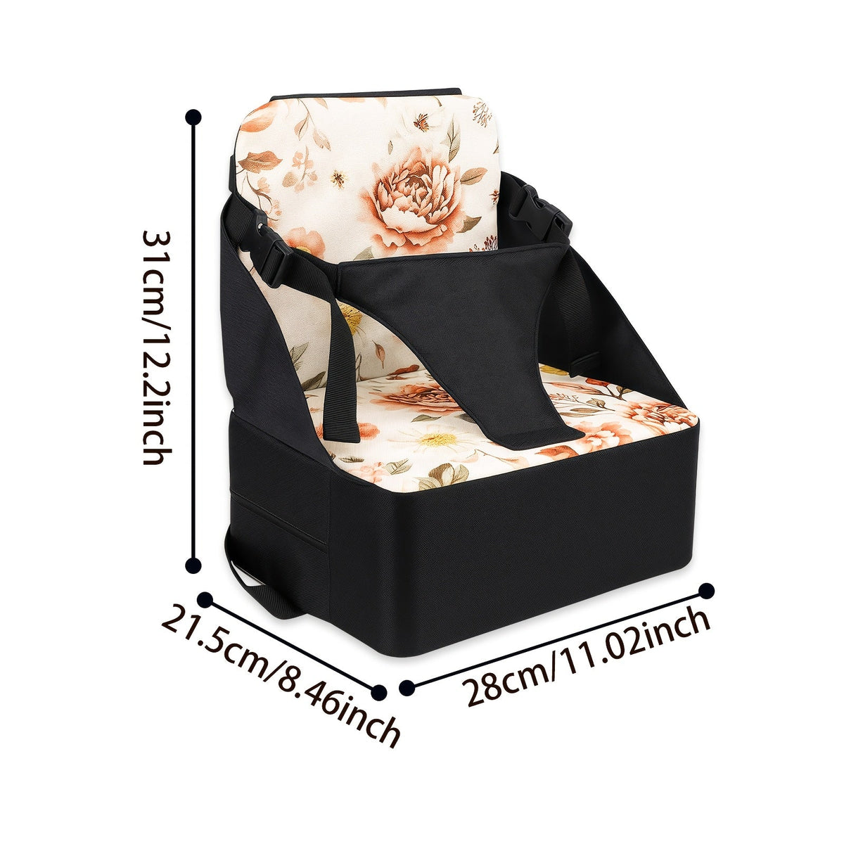 Portable Foldable Baby Booster Seat with Non-Slip Mat, Convenient Carry-Along Booster Seat for Kitchen & Dining Chairs, for Boys & Girls Ages 0-3, Christmas Bunny, Space Cruise & Colored Flowers