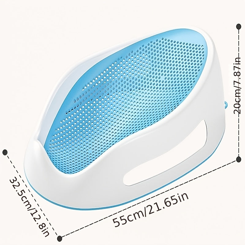 Baby Bath Support Seat with Non-Slip Pad, Newborn Lying Bath Tub Support for Comfortable Bathing, Ideal for Babies 0-6 Months, Infant Bathing Seat, Grey Blue & Pink