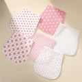 6-Pack Soft Absorbent Baby Burp Cloths, Cute Spit-Up Towels for Newborns & Infants, Gentle Baby Shoulder Cloth Set for Feeding Burping & Drool, Pink