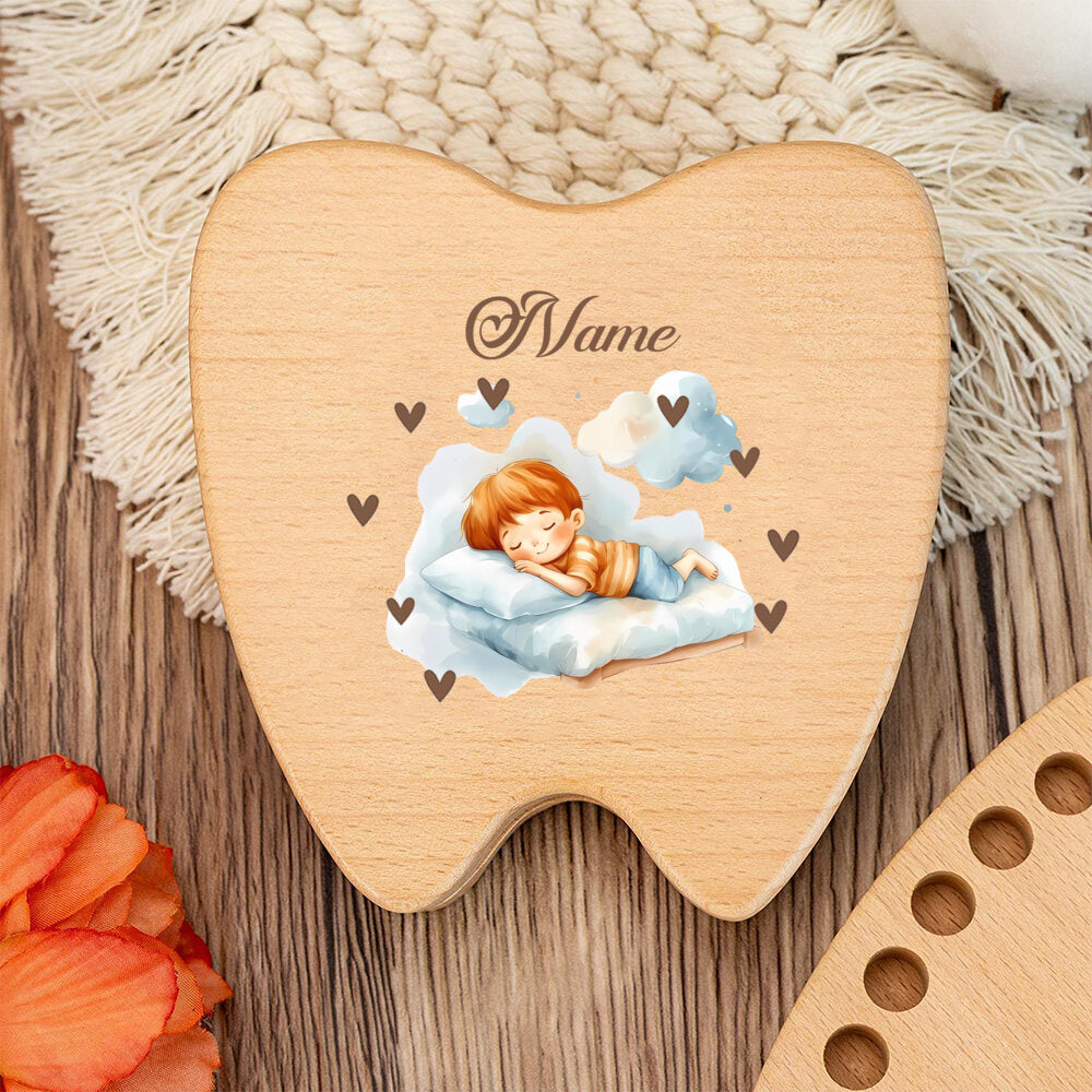 Personalized Baby Tooth Keepsake Storage Box, Custom Name & Color-Printed Design for Incisors Canines & Wisdom Teeth, Tooth Elf & Tooth Angel Designs, Baby Milestone Memory Gift
