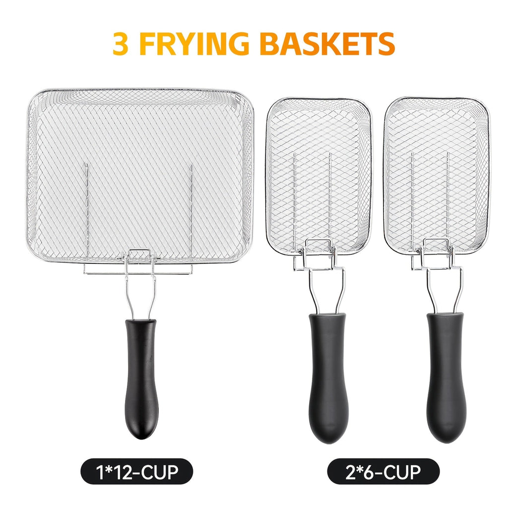 1700W Electric Deep Fryer with Timer & Temperature Control - 101oz / 1.32 Gal Stainless Steel Fryer, Frying Basket, Lid with View Window, for Home Kitchen Fried Chicken Wings Fries - 2 Sizes