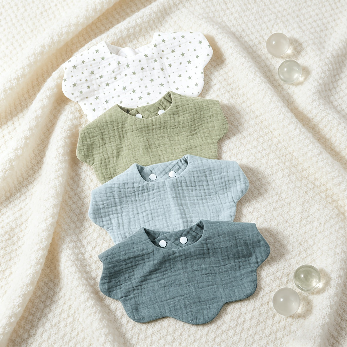 4-Pack Mixed Style Baby Bibs, Soft Easy-to-Wear All-Match Feeding Bibs for Newborns Infants & Toddlers, Drool & Mealtime Bibs Set in Pink Blue & Green