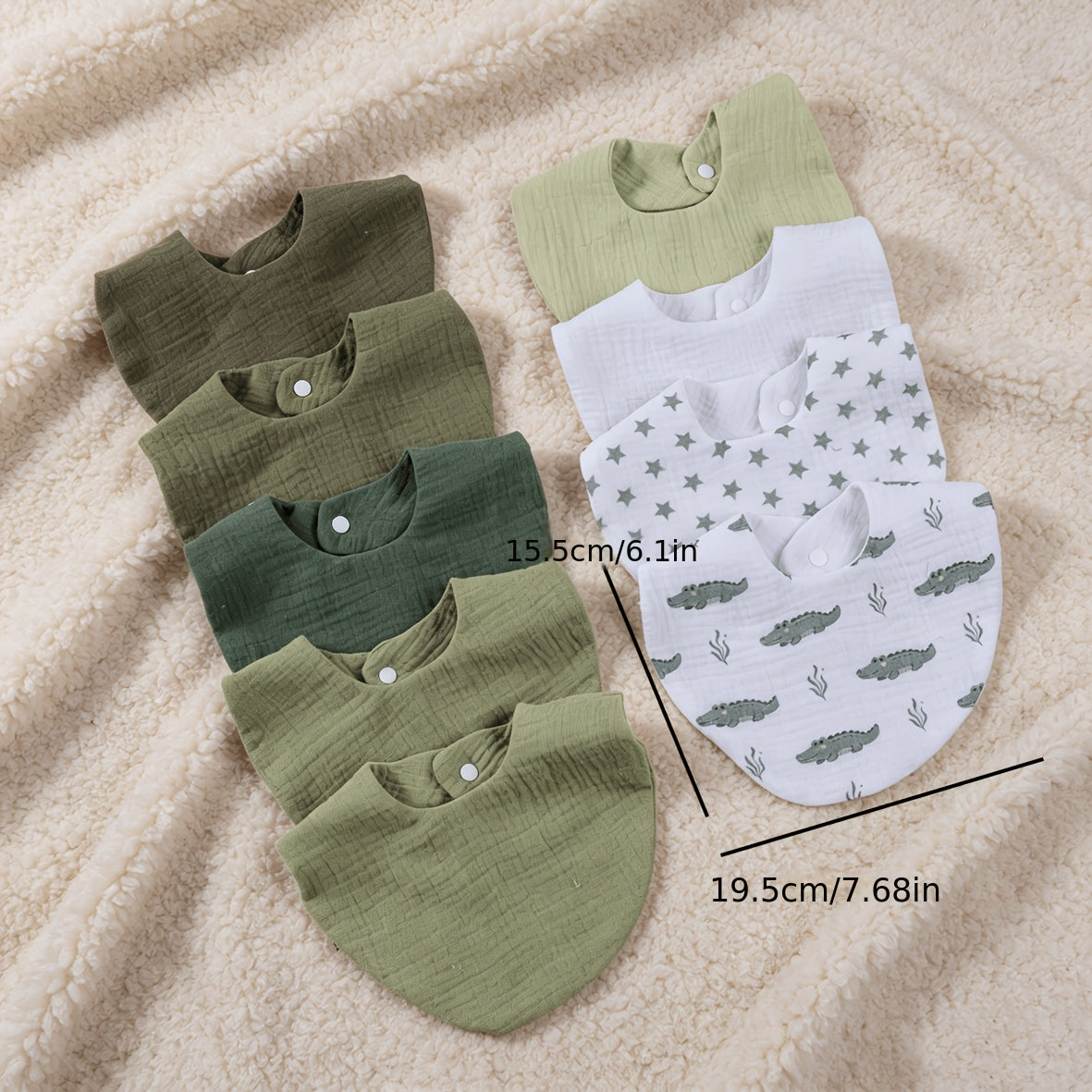 9-Pack Pure Cotton Baby Drool Bibs, Soft Absorbent Unisex Drool Bibs for Baby Boys & Girls, Simple & Versatile Everyday Bibs, 3 Color Sets Including Pink Blue & Green