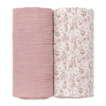 2-Pack Large Muslin Receiving Baby Blanket 38"x40", Soft Breathable Unisex Swaddle Blankets for Newborn Boys & Girls, Pink Green & Blue