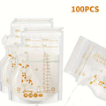 100-Pack 8oz/250ml Breast Milk Storage Bags with Pour Spout, Double-Sealed Self-Standing Flat Profile Freezer & Refrigerator Safe Transparent PP Milk Storage Bags for Breastfeeding Moms