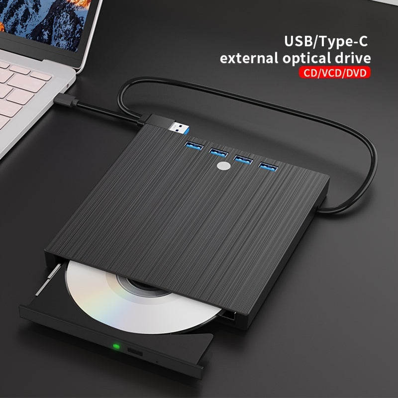 USB 3.0 External DVD Burner & CD/DVD Player - 8-in-1 Ultra Slim Portable Optical Drive with Type-C, HD Playback, Read/Write/Burn for Laptop PC Mac Windows Linux - 3 Colors