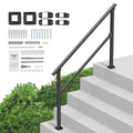Outdoor Stair Handrail for 4-5 Steps, 220 lbs Load, Square Tube Steel, 0-40° Adjustable Angle, Stainless Steel Expansion Bolts, Full Hardware Set, for Porch Deck Garage Garden, Black