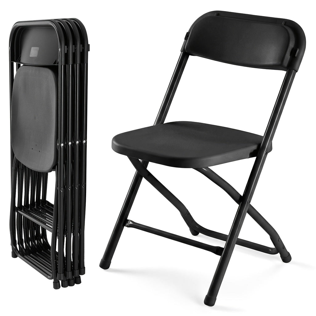 Plastic Folding Chair 330LB Heavy Duty – Lightweight Foldable Chairs for Office Indoor Outdoor Events in Black & White (Set of 4 / 6 / 10)