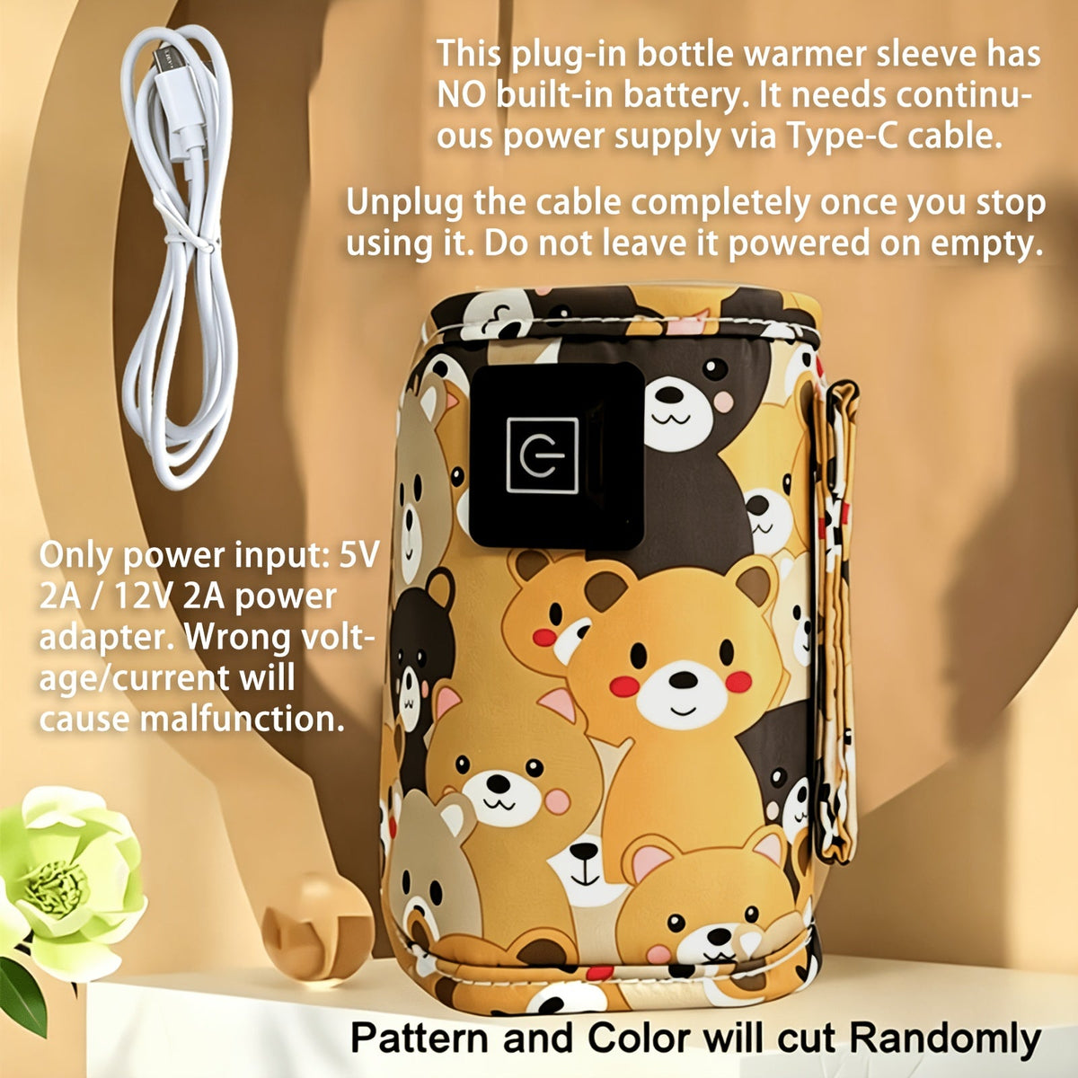 USB Portable Bottle Warmer Insulator Sleeve, Universal Stroller Baby Bottle Bag for Travel, Nursing & Feeding Bottle Insulated Holder, Keeps Bottle Warm Continuously, Blue Yellow Pink & Green