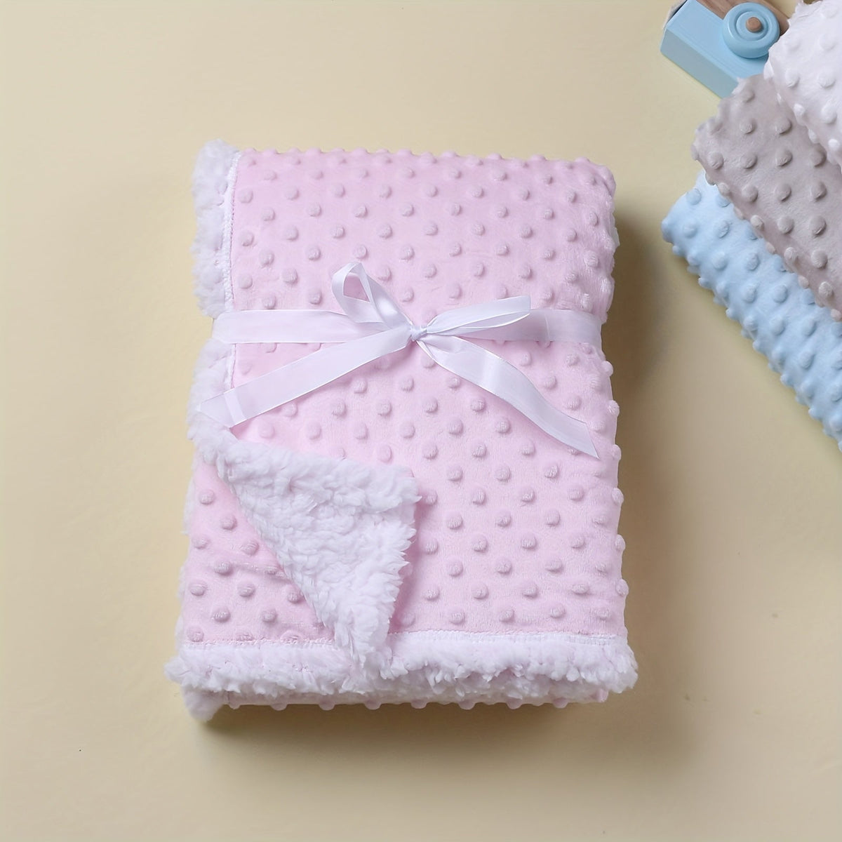 Double Layer Sherpa Kids Blanket Soft Doudou Touch for Spring Fall Winter – Cozy Children’s Throw for Boys Girls Grey Pink Blue White