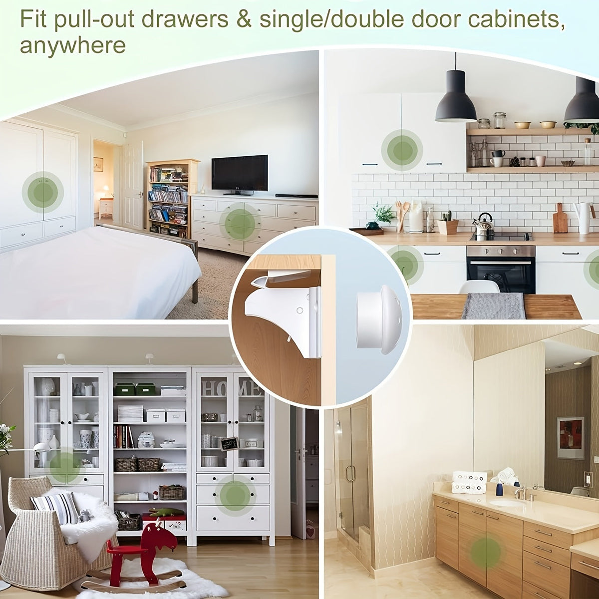 12-Pack Magnetic Cabinet Locks Child Safety with 3 Keys No Drill Invisible Adhesive Cupboard Drawer Locks for Baby Proofing Kitchen