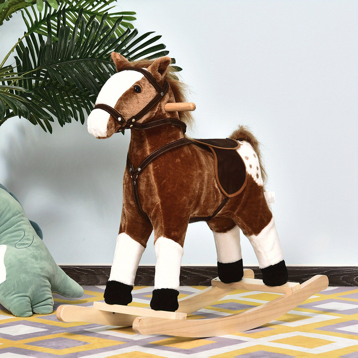 Kids Rocking Horse Ride-On Toy with Nursery Rhyme Music & Lights for Toddlers Ages 1-3, Classic Horse Rocker for Boys & Girls, Fun Indoor Ride-On for Early Development & Active Play