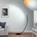 Modern 65-Inch Arched Floor Lamp with Remote – Dimmable RGB Color Changing LED Curved Standing Light for Bedroom Living Room in Black & Gold