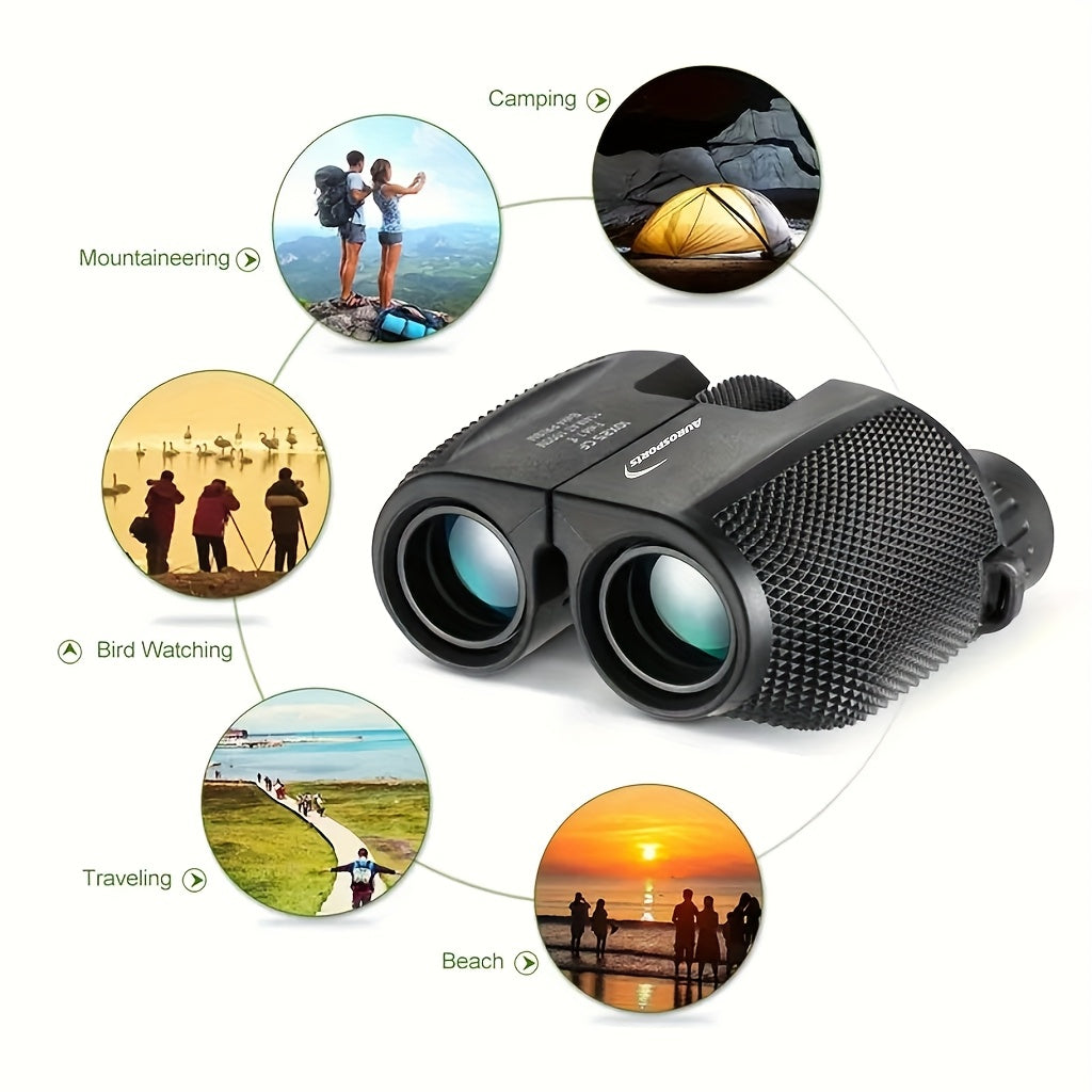 10x25 Compact Binoculars for Bird Watching Hunting Travel - TD1025 High-Power Lightweight Optics with 10x Magnification, 25mm Lenses, Rubber Coated, Interchangeable Eyecups, Durable Handheld Design