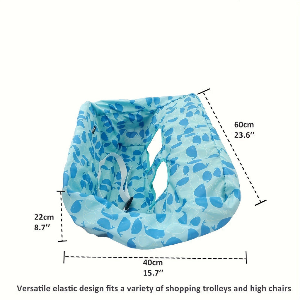 Baby Shopping Cart Cushion & High Chair Cover, Soft Skin-Friendly Foldable Protective Seat Mat for Supermarket Carts Trolleys & High Chairs, Blue Whale & Pink Whale