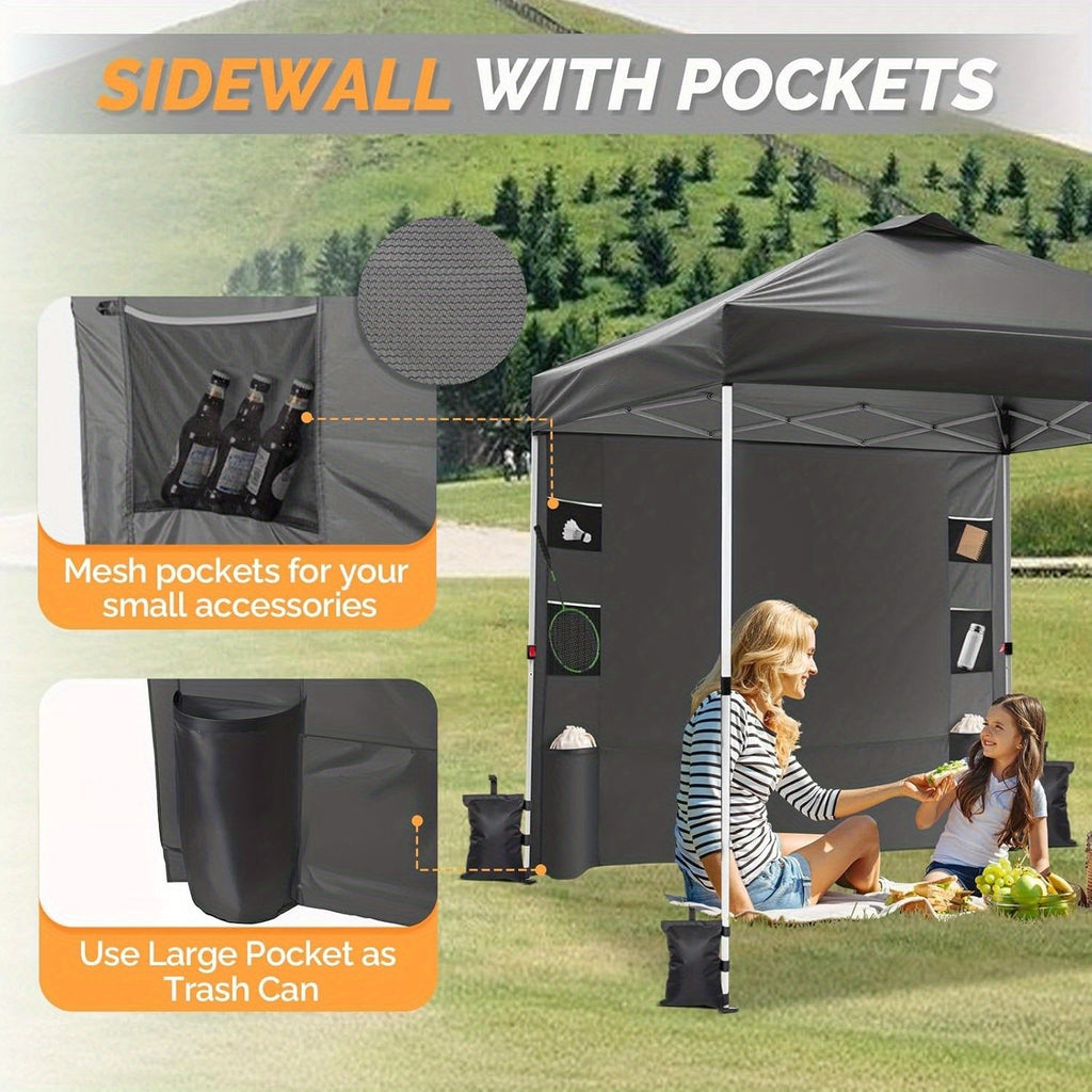 10x10 ft Instant Pop-Up Canopy Tent with Removable Sidewall & Sandbags UV50+ Waterproof Vented Top One-Person Setup for Beach Camping Party & Outdoor Events – Blue, Black or White
