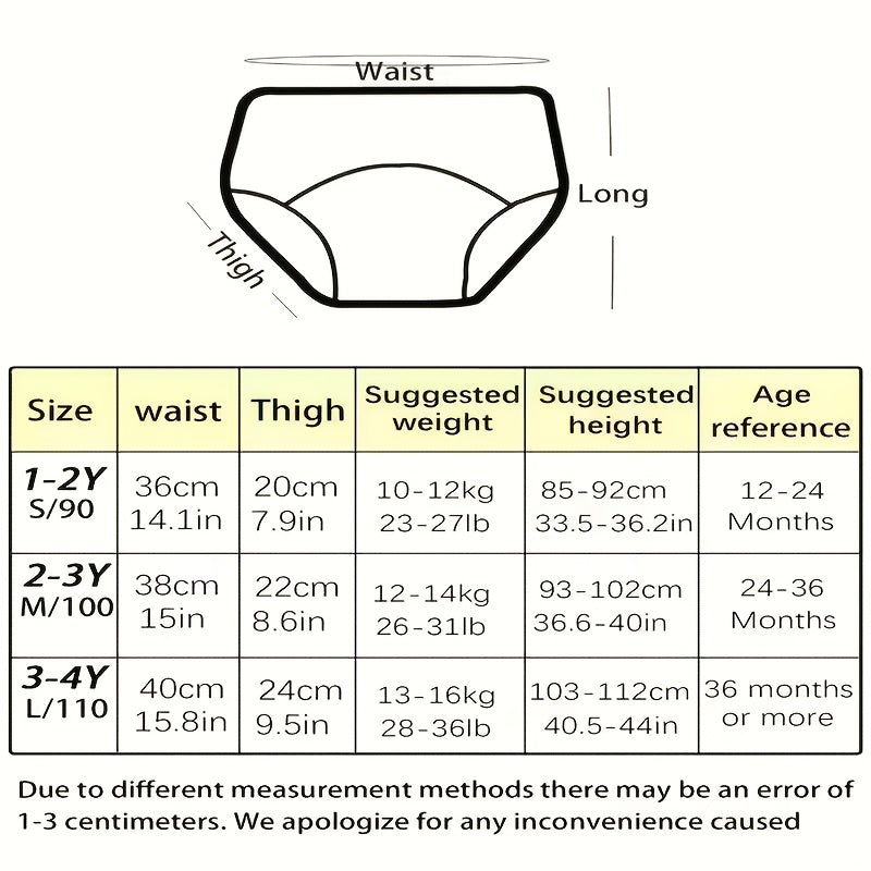 6-Piece Baby Potty Training Pants, Washable Reusable Diaper Cover Learning Pants with Breathable Nappy Skirt Pocket, All-Season Style, Size M (0-4T) & L (4-8T)