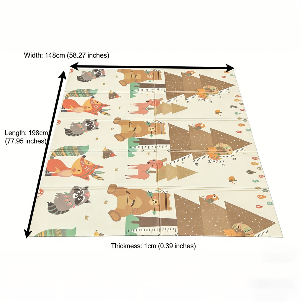 Baby Crawling Mat Foldable, 78x58 Inch Large Padded Play Mat for Babies Early Crawling Stage, Soft Non-Slip Infant Floor Mat for Nursery Living Room, Fox Design