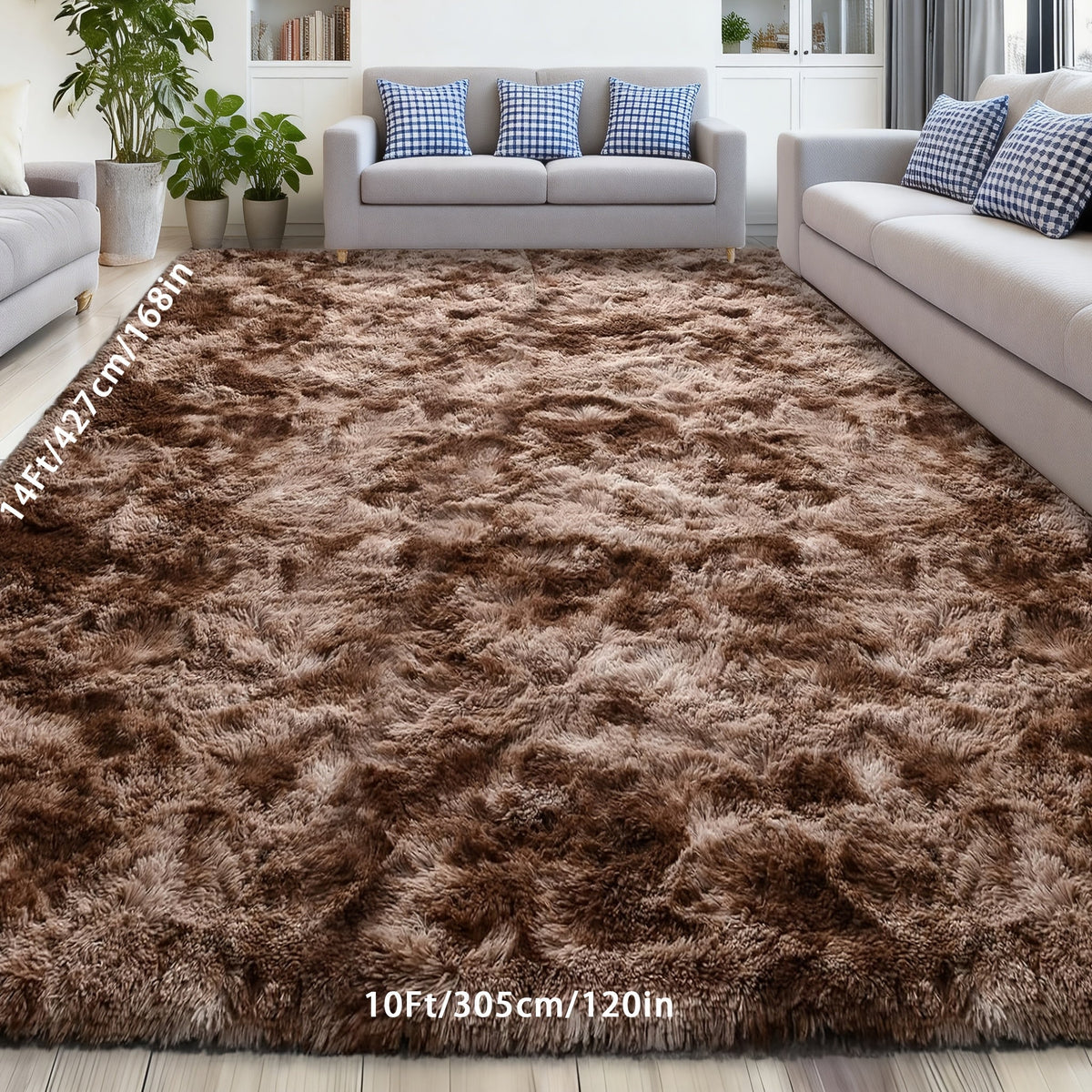 Shaggy Area Rug 9x12 & 10x14 Ultra Soft Fluffy Non-Slip Large Plush Carpet, Machine Washable Tie-Dye & Solid Rug for Living Room Bedroom Home Decor, Black White Gray Pink Rainbow Purple Tie-Dye