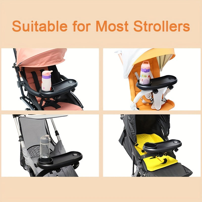 3-in-1 Stroller Cup Holder with Phone Holder & Snack Tray, Universal Bottle Holder for Stroller Walker Bike & Scooter, Compatible with UPPAbaby Nuna Bugaboo Doona, Black