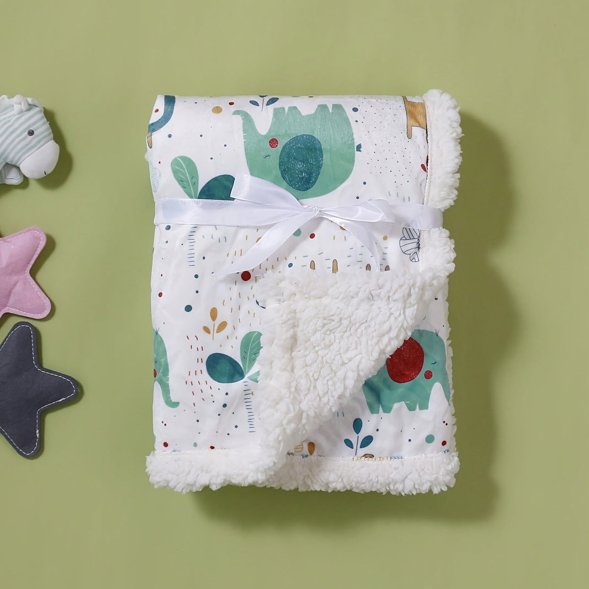Double-Layer Baby & Kids Blanket with Cute Animal Prints, Soft Thick Polyester Throw for Infants & Toddlers, Machine Washable Spring Autumn Blanket for Boys & Girls, Baby Shower Gift