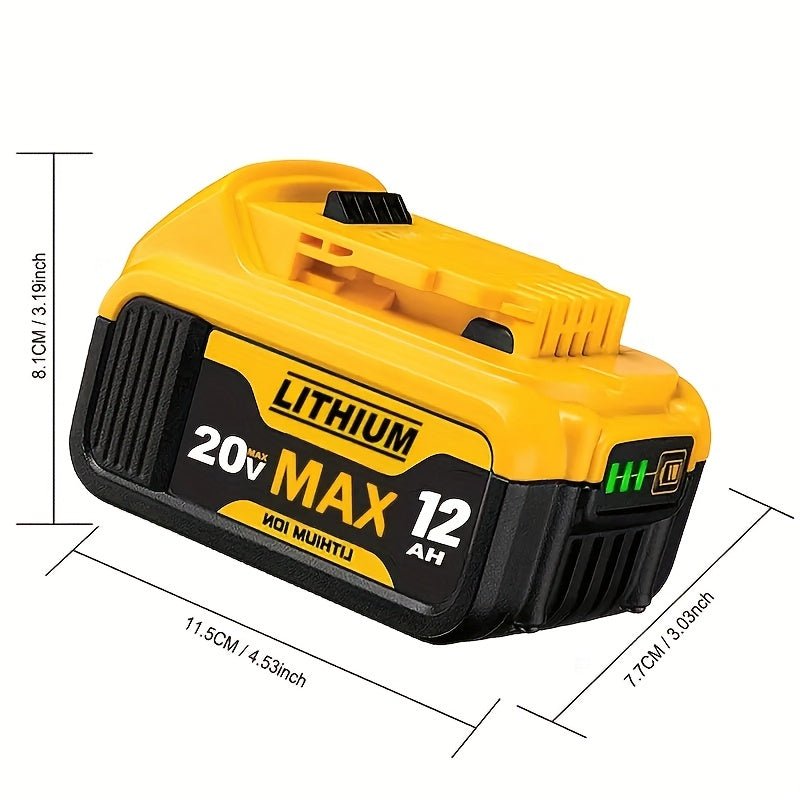 DeWalt 20V MAX Compatible Replacement Battery 8Ah/12Ah - DCB200 DCB204 DCB206 DCB201 DCB203 DCB181 DCB180 - DCD/DCF/DCG Series Cordless Power Tools - 2/4/6 Pack