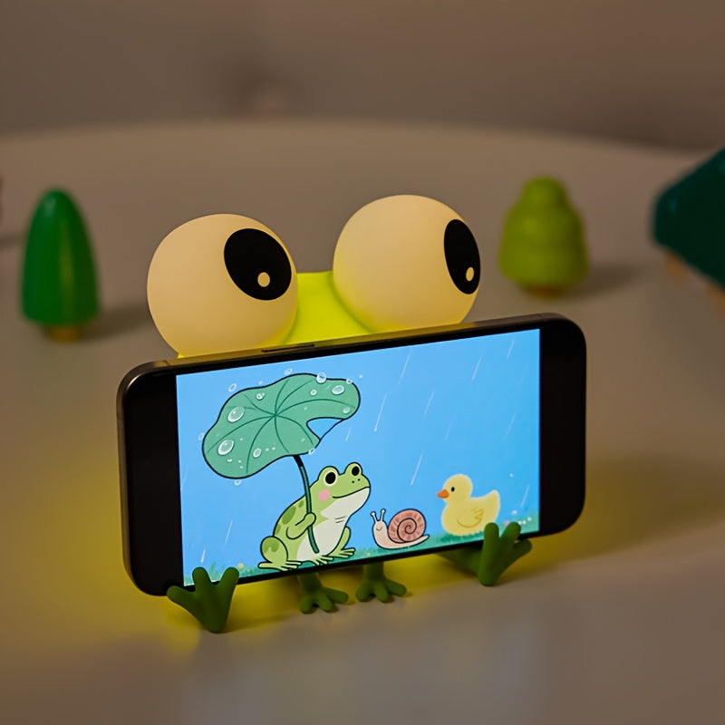Frog Silicone Night Light, USB Rechargeable Bedside Lamp with 3-Level Dimming & Timer, Cute Kids Room & Teen Bedroom Decor Light for Bookshelves Dressing Tables & Parties, Birthday & Holiday Gift