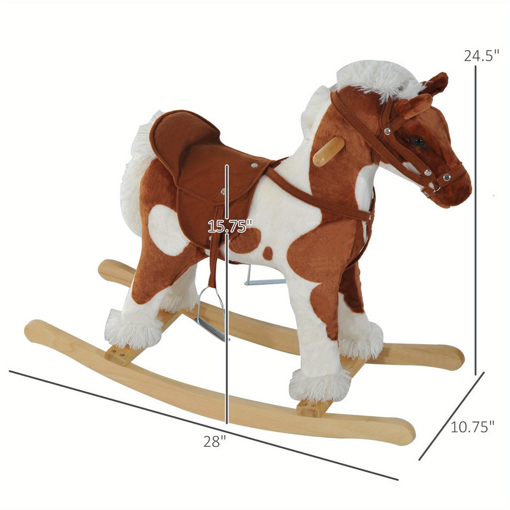 Kids Rocking Horse Ride-On Toy with Nursery Rhyme Music & Lights for Toddlers Ages 1-3, Classic Horse Rocker for Boys & Girls, Fun Indoor Ride-On for Early Development & Active Play