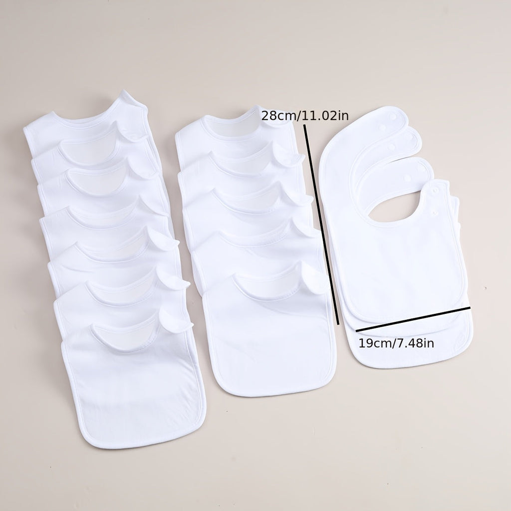 15-Piece Newborn Baby Drool Bib Set, Soft Absorbent All-Season Infant Saliva Bibs for Feeding Teething & Drooling, White