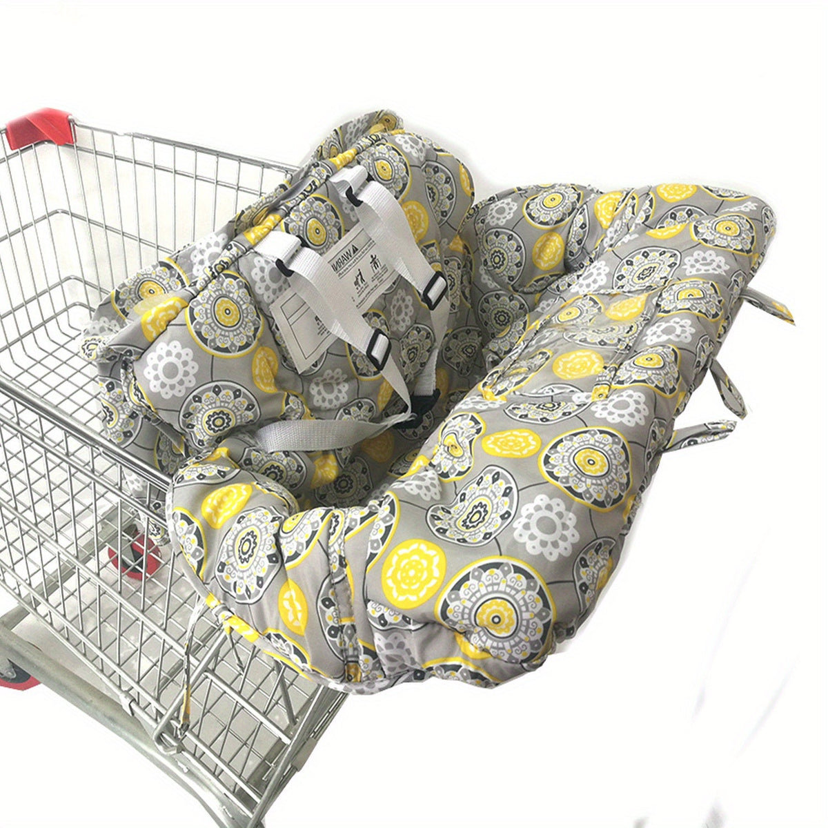 Baby Shopping Cart Cushion & High Chair Cover Protector, Soft Padded Infant Cart Cover for Supermarket Shopping Carts, High Chairs & Trolleys, Grey, Black, Blue & Yellow
