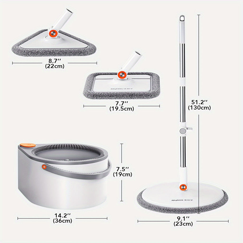 Hands-Free Spin Mop & Bucket Set with Sewage Separation – 3 Mop Head Types Rotating Floor Mop for Home Kitchen Bathroom Dry & Wet Cleaning