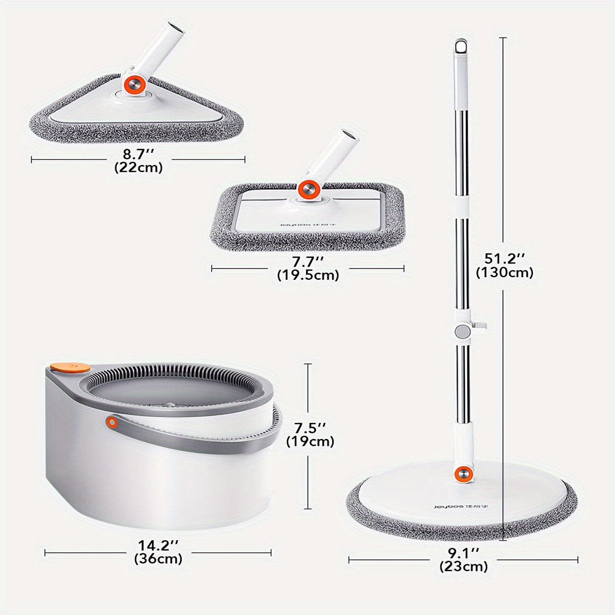 Hands-Free Spin Mop & Bucket Set with Sewage Separation – 3 Mop Head Types Rotating Floor Mop for Home Kitchen Bathroom Dry & Wet Cleaning