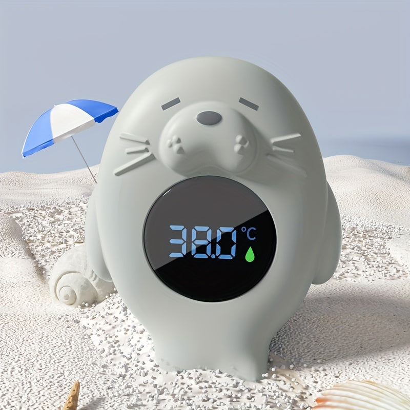 Sea Otter Floating Baby Bath Water Thermometer, Digital Water & Room Temperature Thermometer for Infant & Toddler Tub and Pool, Auto On/Off with Temperature Warning, Blue & Grey