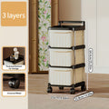 Rolling Drawer Storage Cabinet - 3 or 4-Layer, Plastic Stackable with Wheels, Multi-Function Mobile Storage Cart & Trolley - Bedroom, Living Room, Office, Craft & Grocery - Black Frame