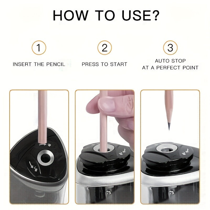 Electric Pencil Sharpener - Desktop Automatic Pencil Sharpener for Office, School, Kids & Home Use