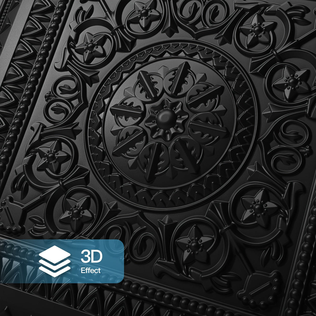 3D PVC Ceiling Tiles 2'x2' - 12-Pack, 48 Sq.Ft, Drop Ceiling & Glue-Up, Waterproof, Lightweight, Paintable - Ceiling & Wall Decoration, Remodeling - Black & White