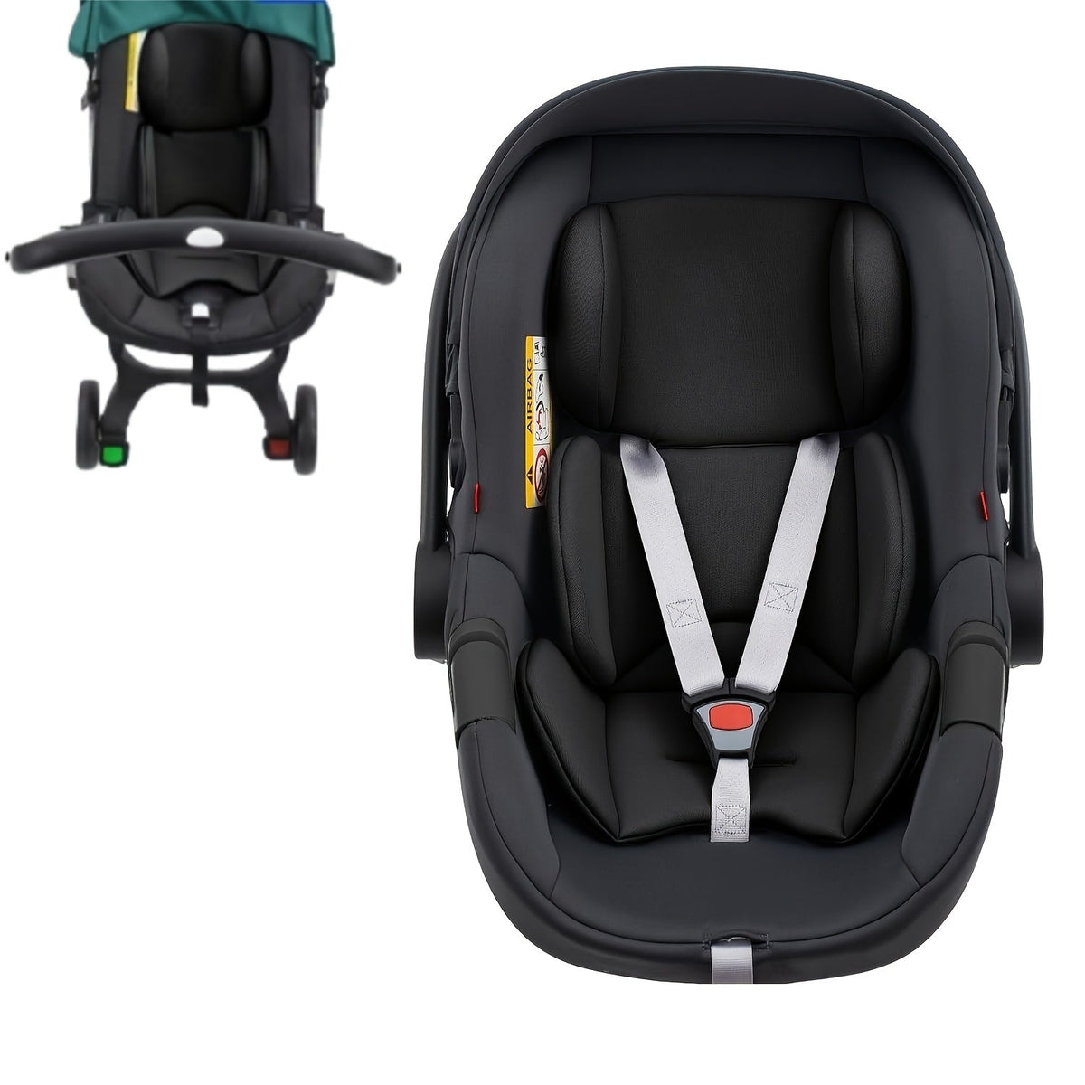 Baby Car Seat Cushion with Universal Head Support, Breathable Mesh & Padded Sponge One-Piece Seat Pad for Newborns, Strollers Swings & Car Seats, Black & Gray