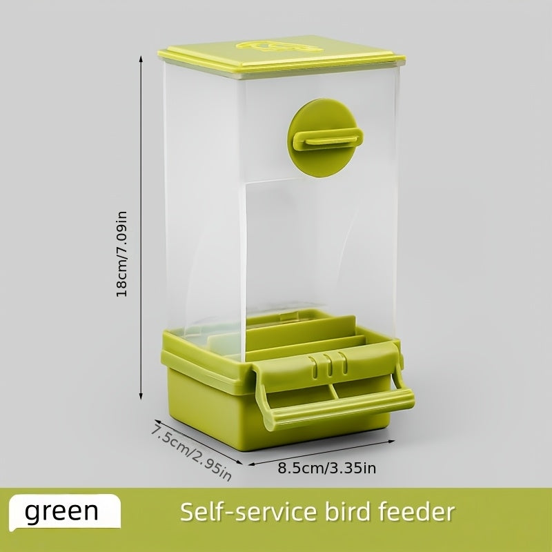 Parrot Automatic Feeder Anti-Spill Shell Separator Hanging Food Box for Cockatiels Budgies Parakeets – All-In-One No Battery Bird Feeder with Anti-Splash Guard 1pc