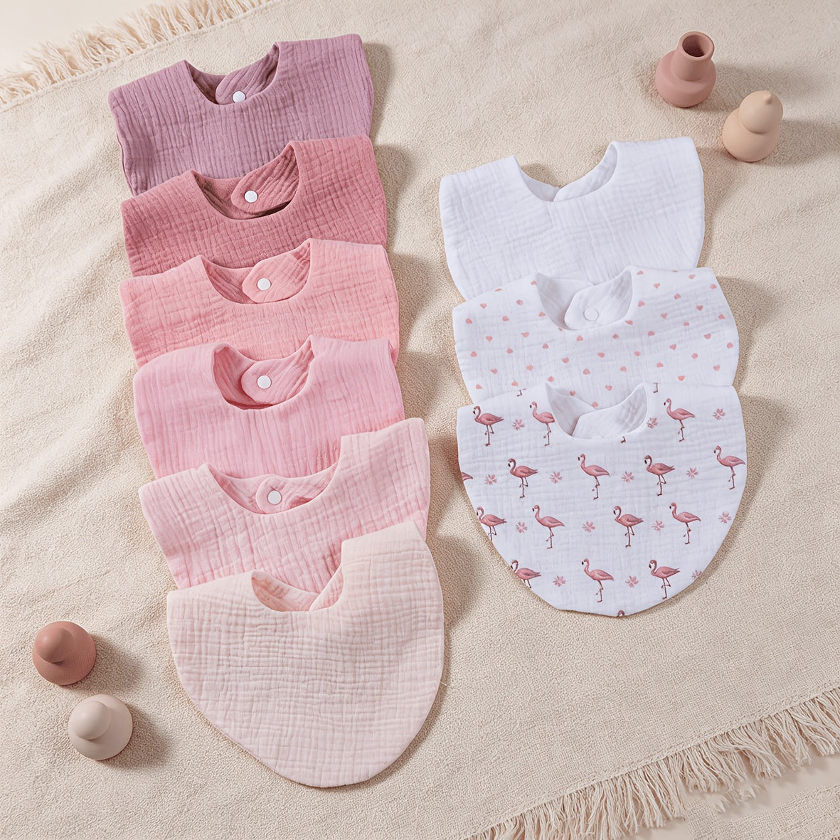 9-Pack Pure Cotton Baby Drool Bibs, Soft Absorbent Unisex Drool Bibs for Baby Boys & Girls, Simple & Versatile Everyday Bibs, 3 Color Sets Including Pink Blue & Green
