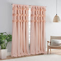 2-Panel 54"x84" Thermal Blackout Curtains – Hand-Ruffled Butterfly Garden Design Room Darkening Energy Saving for Bedroom & Living Room in Peach Pink White Camel Dusty Blue & Black