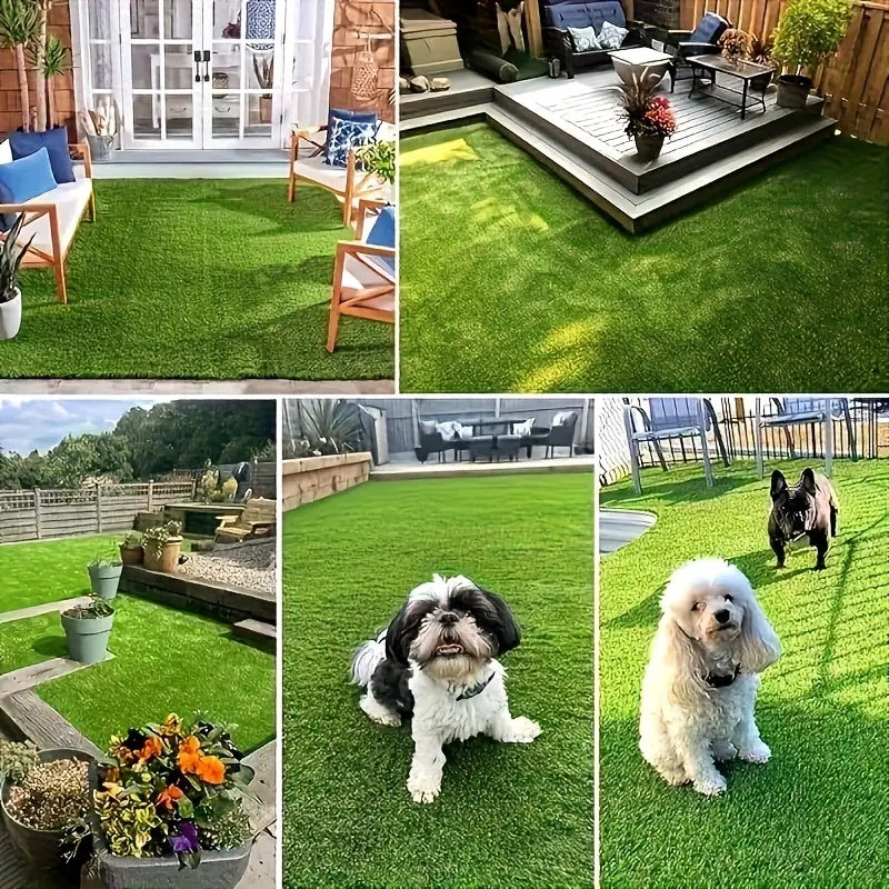 Premium Artificial Grass Turf Outdoor Rug – Fake Lawn for Playground Garden Backyard Patio Pet Training & Landscaping in Green (4×10 ft & 5×8 ft)