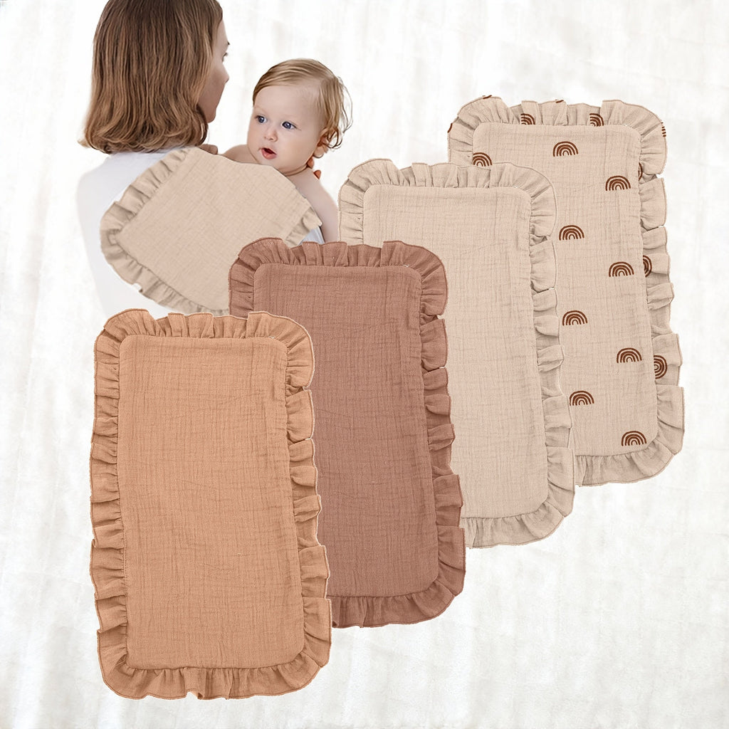 4-Pack Soft Baby Gauze Muslin Cloths, Absorbent Newborn & Infant Muslin Burp Cloths for Feeding Burping Sweat Absorption & Milk Stain Wiping, Gentle Reusable Baby Gauze Towels, Lotus Towel