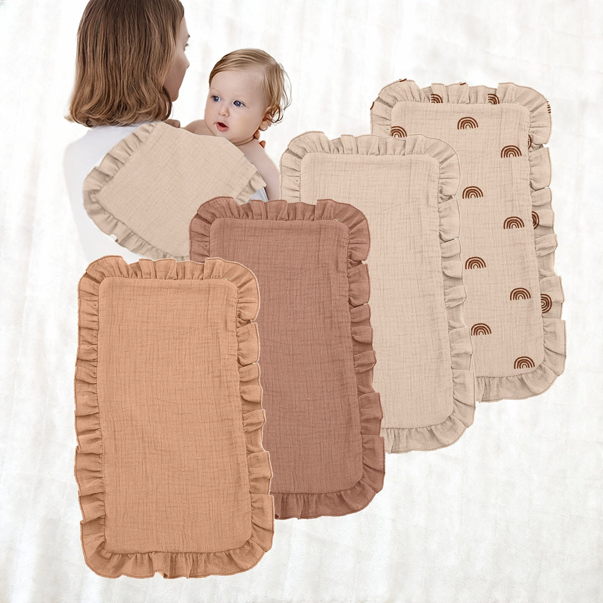 4-Pack Soft Baby Gauze Muslin Cloths, Absorbent Newborn & Infant Muslin Burp Cloths for Feeding Burping Sweat Absorption & Milk Stain Wiping, Gentle Reusable Baby Gauze Towels, Lotus Towel