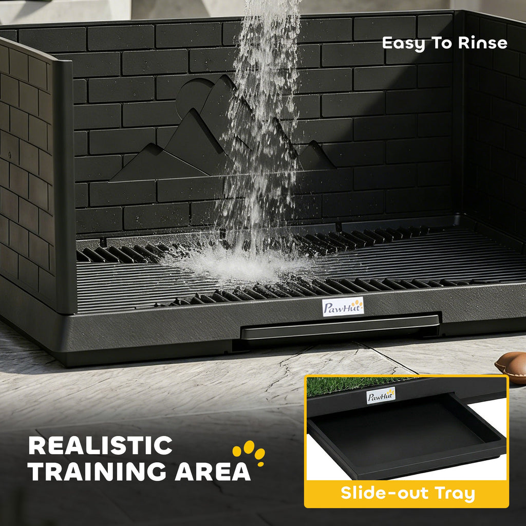Dog Grass Pad with High Walls & Drainage Tray, 29.5"x20" Indoor Puppy Potty Training Litter Box, Artificial Turf Pee Pad Holder for Small Medium Dogs, Mess-Free Slide-Out Tray