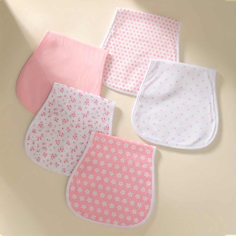 5-Pack Soft Absorbent Baby Burp Cloths, Anti-Spit-Up Newborn Burp Rags & Baby Washcloths for Girls, Gentle Skin-Friendly Burp Cloth Set, Pink