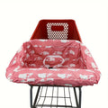 Baby Shopping Cart Seat Cover & High Chair Cushion, Foldable Portable Protective Seat Pad for Supermarket Carts Trolleys & High Chairs, Pink Elephant & Blue Elephant