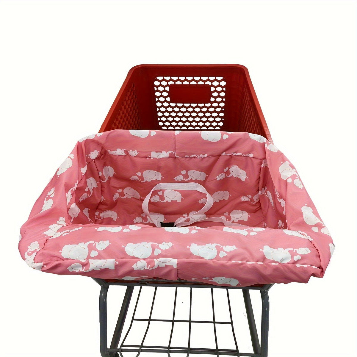 Baby Shopping Cart Seat Cover & High Chair Cushion, Foldable Portable Protective Seat Pad for Supermarket Carts Trolleys & High Chairs, Pink Elephant & Blue Elephant
